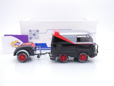 Preview: Solido S1810903 # VW Volkswagen T1 Kool Kombi Sport mit Anhänger " A-Team " 1:18