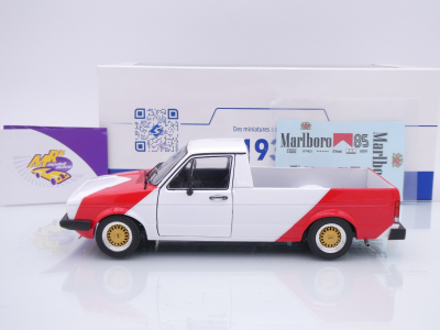 Preview: Solido S1803512 # VW Caddy Mk1 Red Cowboy Tribute Baujahr 1982 " Marlboro " 1:18
