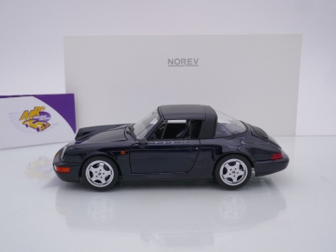 Preview: Norev 187340 # Porsche 911 Carrera 4 Targa Baujahr 1991 " dunkelblaumetallic " 1:18