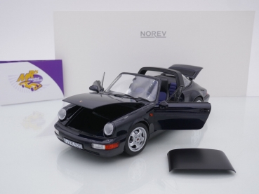 Preview: Norev 187340 # Porsche 911 Carrera 4 Targa Baujahr 1991 " dunkelblaumetallic " 1:18
