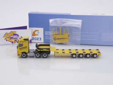 Preview: Herpa 953085 # Volvo FH GL XL 3/4-achs Semitieflade-Sattelzug " Wiemann Transporte / Intermodellbau 2023 " 1:87