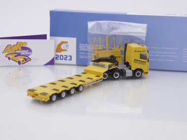 Preview: Herpa 953085 # Volvo FH GL XL 3/4-achs Semitieflade-Sattelzug " Wiemann Transporte / Intermodellbau 2023 " 1:87