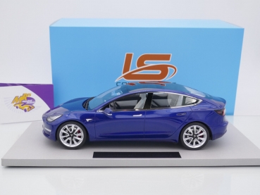 Preview: LS Collectibles LS074B # Tesla Model 3 Baujahr 2019 " dunkelblaumetallic " 1:18