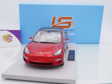 Preview: LS Collectibles LS074A # Tesla Model 3 Baujahr 2019 " rotmetallic " 1:18