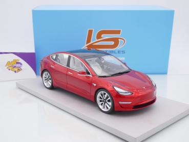 LS Collectibles LS074A # Tesla Model 3 Baujahr 2019 " rotmetallic " 1:18