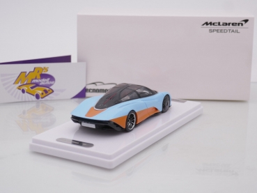 Preview: Tecnomodel T43-EX10E # McLaren Speedtail Baujahr 2020 " babyblau-orange (Light Blue & Orange) / GULF Design " 1:43 Nur 39 Stück !!