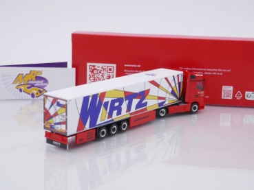 Preview: Herpa 315593 # Mercedes-Benz Actros '18 Bigspace 15 Meter Kühlkoffer-Sattelzug " Wirtz Popart " 1:87
