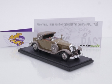 Preview: Autocult 02030 # Minerva AL 3 Position Cabrio Van den Plas Baujahr 1930 " khaki-beigegrau " 1:43