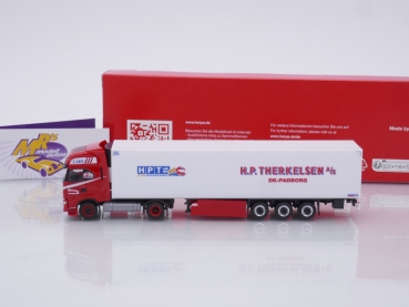 Preview: Herpa 316095 # Iveco S-Way LNG Kühlkoffer-Sattelzug " H.P. Therkelsen (Dänemark) " 1:87