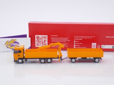 Preview: Herpa 316217 # Iveco S-Way ND Baustoff-Hängerzug " kommunalorange " 1:87