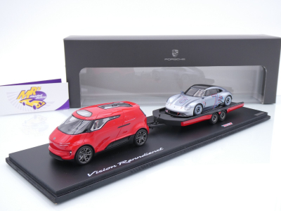 Spark WAP0200180SVIS # 3er Set Porsche Vision Renndienst / Vision 357 + Anhänger " 75 Jahre " 1:43