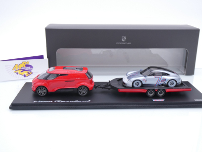 Preview: Spark WAP0200180SVIS # 3er Set Porsche Vision Renndienst / Vision 357 + Anhänger " 75 Jahre " 1:43