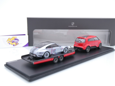 Preview: Spark WAP0200180SVIS # 3er Set Porsche Vision Renndienst / Vision 357 + Anhänger " 75 Jahre " 1:43