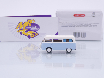 Preview: Wiking 0318 04 # Volkswagen VW T2b Campingbus Baujahr 1972-79 " hellblau-weiß " 1:87
