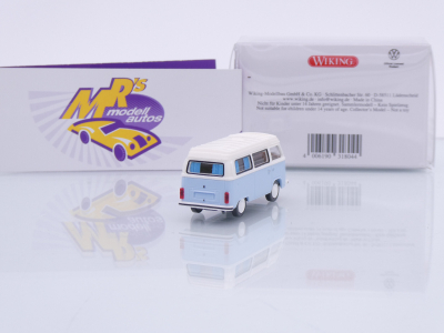 Preview: Wiking 0318 04 # Volkswagen VW T2b Campingbus Baujahr 1972-79 " hellblau-weiß " 1:87