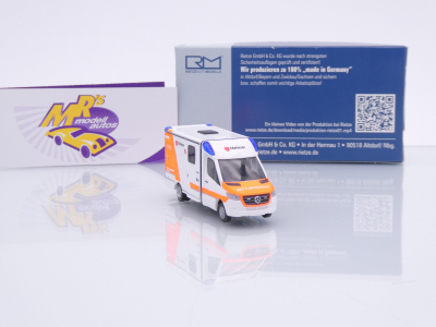 Preview: Rietze 76135 # Mercedes-Benz Strobel RTW 18 Einsatzwagen " Malteser Leverkusen 112 " 1:87