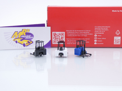 Preview: Herpa 053860-002 # 3er Set Mitnahmestapler " weiß / blau / schwarz " 1:87
