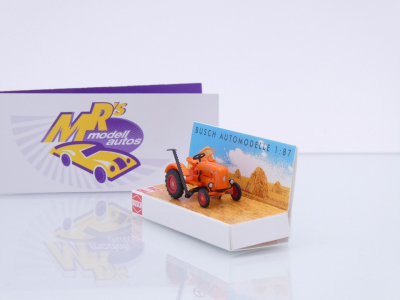 Busch 50053 # Allgaier A111L Traktor mit Mähbalken " orange " 1:87