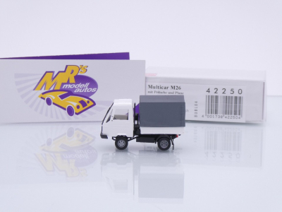 Preview: Busch 42250 # Multicar M26 mit Pritsche und Plane " weiß-grau " 1:87