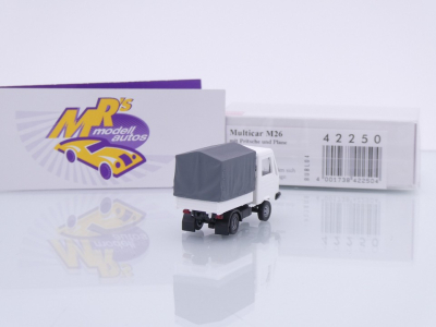 Preview: Busch 42250 # Multicar M26 mit Pritsche und Plane " weiß-grau " 1:87