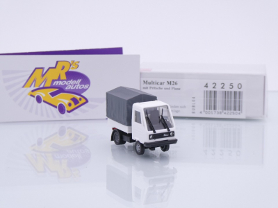 Preview: Busch 42250 # Multicar M26 mit Pritsche und Plane " weiß-grau " 1:87