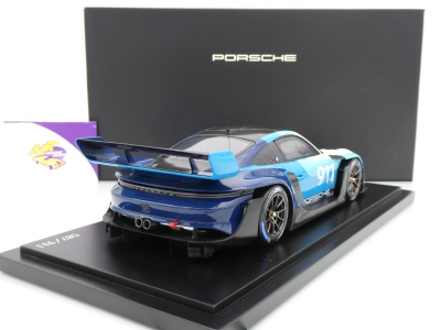 Preview: Spark WAP0215030SGTR # Porsche 911 (992) GT3 R Rennsport #911 Baujahr 2024 " blau-weiß " 1:18