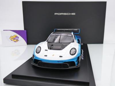 Spark WAP0215030SGTR # Porsche 911 (992) GT3 R Rennsport #911 Baujahr 2024 " blau-weiß " 1:18