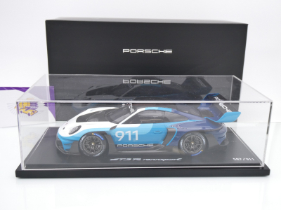 Spark WAP0215030SGTR # Porsche 911 (992) GT3 R Rennsport #911 Baujahr 2024 " blau-weiß " 1:18