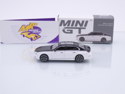 Preview: TSM MINI GT MGT00959-L # BMW i7 xDrive60 LHD " weiß-schwarz White / Black " 1:64