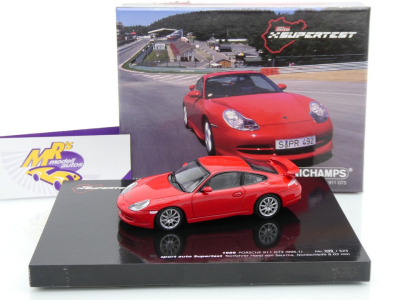Preview: Minichamps 430068011 # Porsche 911 996.1 GT3 1999 Indischrot " Sport Auto Supertest " 1:43