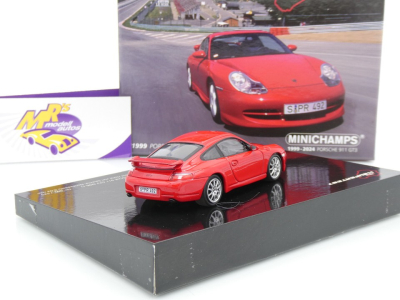 Preview: Minichamps 430068011 # Porsche 911 996.1 GT3 1999 Indischrot " Sport Auto Supertest " 1:43