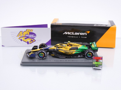 Preview: Spark S9538 # McLaren MCL38 F1 #4 4th Monaco GP 2024 " Lando Norris " 1:43