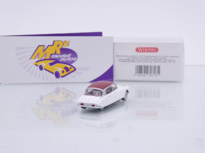 Preview: Wiking 0807 13 # Citroën ID 19 Limousine Baujahr 1957-69 " weiß-rubinrot " 1:87