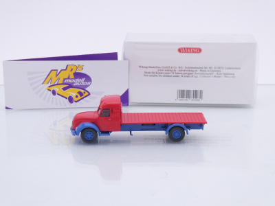 Preview: Wiking 0855 08 # Magirus S 7500 Flachpritschen-LKW Baujahr 1955-57 " rot-blau " 1:87