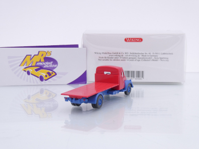 Preview: Wiking 0855 08 # Magirus S 7500 Flachpritschen-LKW Baujahr 1955-57 " rot-blau " 1:87