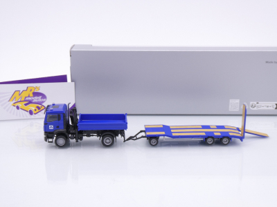 Preview: Herpa 960045 # MAN TGS NN Dreiseitenkipper + Kran mit TU3 Anhänger " Hoch Tief " 1:87