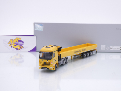 Herpa 953719 # Mercedes-Benz Arocs Pritschen-Sattelzug + Kran " Leonhard Weiss " 1:87