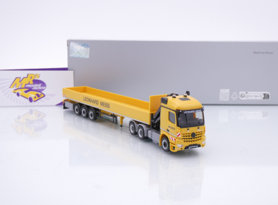 Preview: Herpa 953719 # Mercedes-Benz Arocs Pritschen-Sattelzug + Kran " Leonhard Weiss " 1:87
