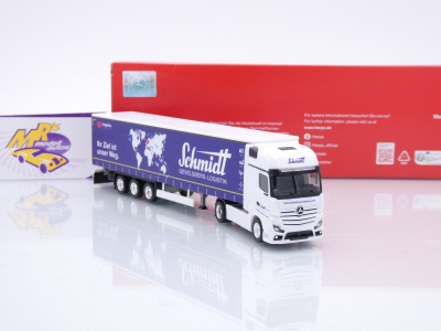 Preview: Herpa 319362 # Mercedes-Benz Actros Gardinenplanen-Sattelzug " Schmidt Gevelsberg " 1:87