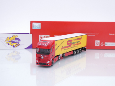 Herpa 319218 # Mercedes-Benz Actros Gigaspace Gardinenplanen-Sattelzug " Spedition Schiffers " 1:87