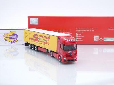 Preview: Herpa 319218 # Mercedes-Benz Actros Gigaspace Gardinenplanen-Sattelzug " Spedition Schiffers " 1:87