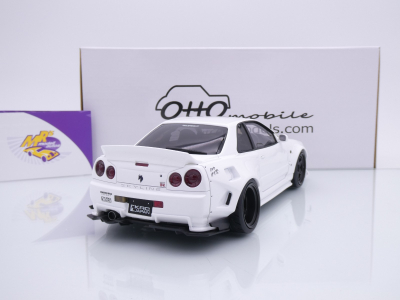 Preview: Ottomobile OT1135 # Nissan Skyline R34 GT-R KRC Body Kit Baujahr 2019 " Perlweiß  " 1:18