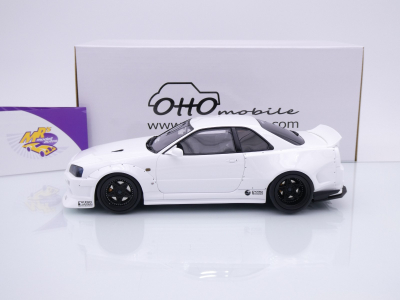 Preview: Ottomobile OT1135 # Nissan Skyline R34 GT-R KRC Body Kit Baujahr 2019 " Perlweiß  " 1:18