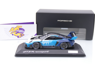 Preview: Spark WAP0205030SGTR # Porsche 911 GT3 R Rennsport #911 2024 " blau-weiß " 1:43
