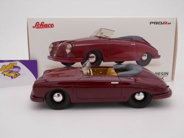 Preview: Schuco PRO.R18 00258 # Porsche 356 Gmünd Cabriolet (offen) " dunkelrot " 1:18