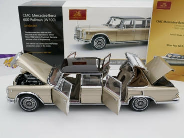 Preview: CMC M-217 # Mercedes Benz 600 Pullmann (W100) Landaulet Baujahr 1965-81 " goldmetallic " 1:18