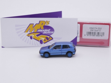 Preview: Herpa 034074-002 # Volkswagen Golf III VR6 Baujahr 1991 mit BBS Felgen " blaumetallic " 1:87