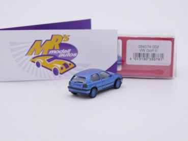 Preview: Herpa 034074-002 # Volkswagen Golf III VR6 Baujahr 1991 mit BBS Felgen " blaumetallic " 1:87