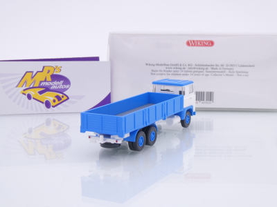 Preview: Wiking 0433 10 # Scania 111 LBT Hochbordpritschen-LKW 1975-80 " blau-weiß " 1:87