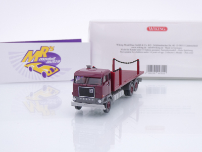 Wiking 0447 01 # Volvo F88 Rungenpritschen-LKW Baujahr 1965-70 " weinrot " 1:87
